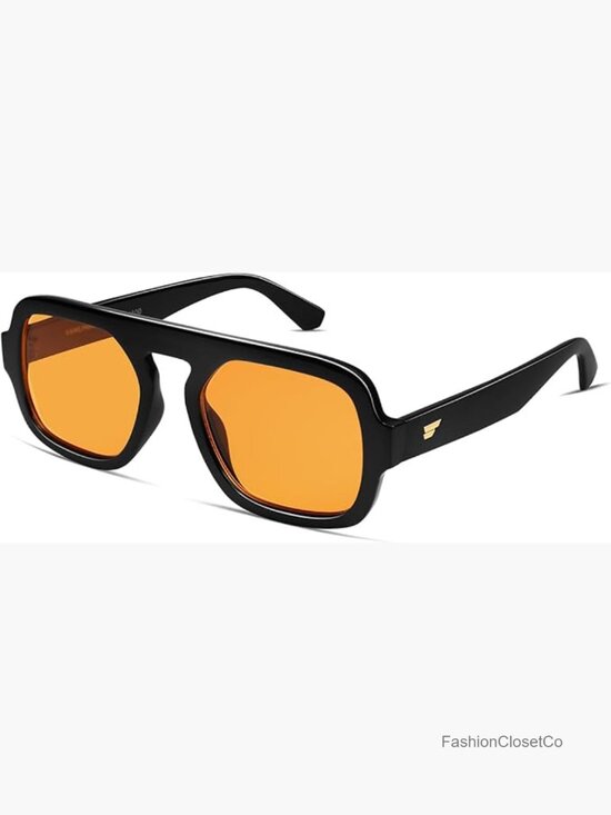 Retro Square Aviator Sunglasses Oversized Flat Top Rectangle UV400 Protection main image 4